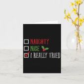 Carte Naughty Nice I Really Tried Funny Christmas List (Fleur jaune)