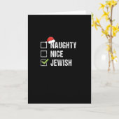 Carte Naughty Nice Jewish Santa Christmas  (Fleur jaune)