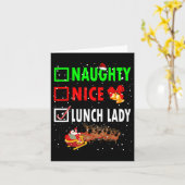 Carte Naughty Nice Lunch Lady Funny Noël Père Noël Lunc (Fleur jaune)