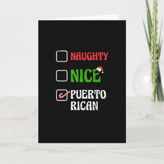 Carte Naughty Nice Puertorican Santa Holiday Sweet (Devant)