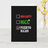 Carte Naughty Nice Puertorican Santa Holiday Sweet (Fleur jaune)