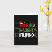 Carte Naughty Nice Pyjamas de Noël philippins Père Noël  (Fleur jaune)