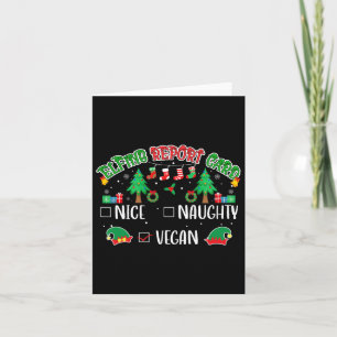 Carte Naughty Nice Vegan Report Card Correspondance Noël