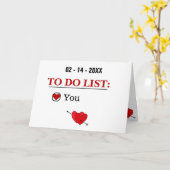 Carte Naughty Valentine's Day, To Do List, Funny Card (Fleur jaune)