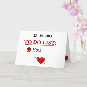 Carte Naughty Valentine's Day, To Do List, Funny Card