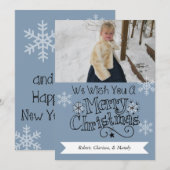 Carte Nautical Blue Merry Christmas Photo Holiday (Devant / Derrière)