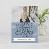 Carte Nautical Blue Merry Christmas Photo Holiday (Debout devant)
