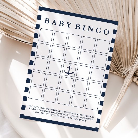 Carte Nautical Boy Baby shower Bingo Jeu