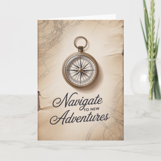 Carte Nautical Compass Birthday Card for men (Devant)