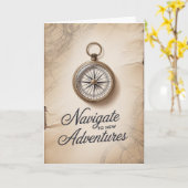 Carte Nautical Compass Birthday Card for men (Fleur jaune)