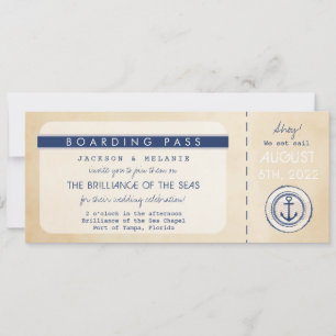 Carte Nautical Cruise Ship Boarding Pass Mariage Invitat