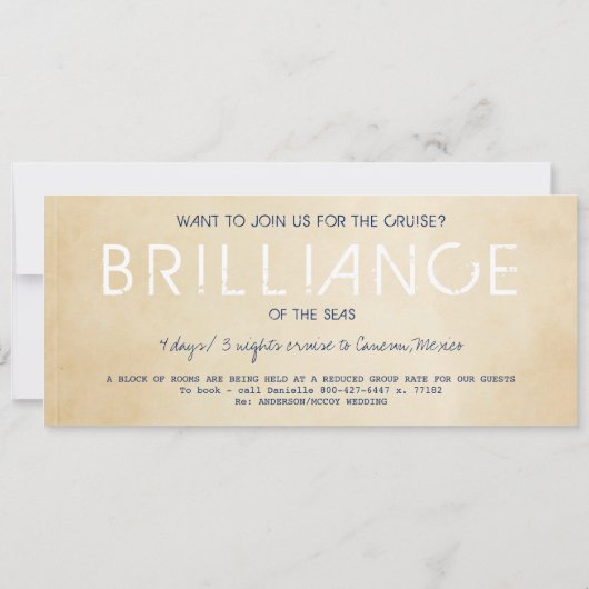 Carte Nautical Cruise Ship Boarding Pass Mariage Invitat (Dos)