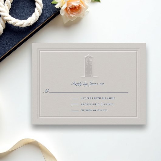 Carte Nautical Lighthouse Coastal Formal Wedding RSVP