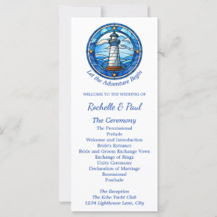 Carte Nautical Lighthouse Sailing Ocean Wedding Programm