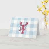 Carte Nautical Lobster Blue Gingham Pattern (Fleur jaune)