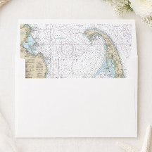 Carte nautique de la baie de Cape Cod pour mariage