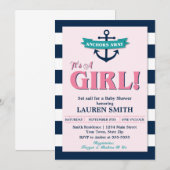 Carte nautique d'invitation de baby shower d'Ancre (Devant / Derrière)