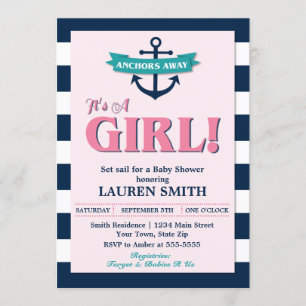 Carte nautique d'invitation de baby shower d'Ancre