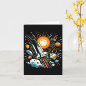 Carte Navette spatiale Soleil Planètes Fusée Galaxie Gar (Fleur jaune)