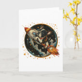 Carte Navire à fusée Astronaut français de Bulldog (Fleur jaune)