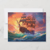 Carte Navire À Voile Sur Une Mer Tempérée (Devant)