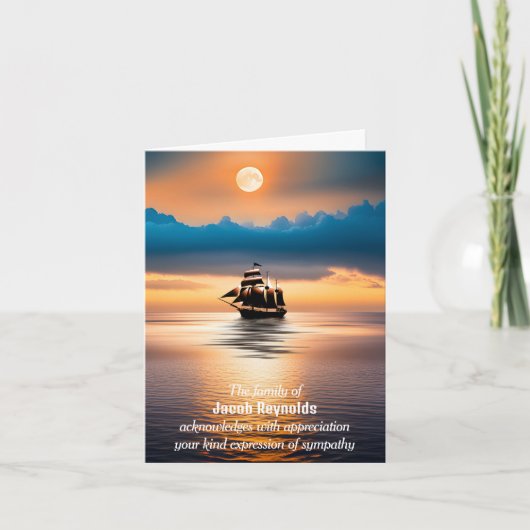 Carte Navire en mer pour la sympathie du Merci (Devant)