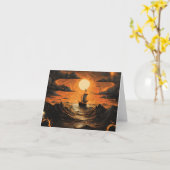 Carte Navire naviguant la nuit (Fleur jaune)