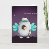 Carte Navire spatial Alien avec oiseaux Anniversaire per (Devant)