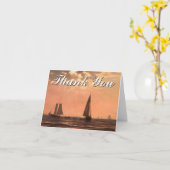 Carte Navires À Voile Thème Nautique "Merci" (Fleur jaune)