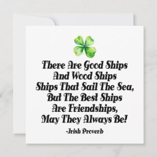 Carte Navires de l'amitié irlandaise Proverbe Trèfle à q