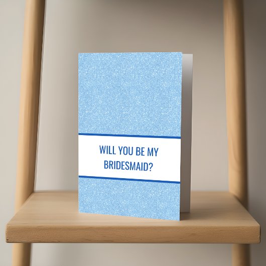 Carte Navy + Blue Faux Glitter Wedding Party Proposal