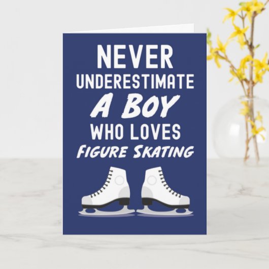 Carte Navy Blue Figure Skating Cards For Baby Boys Kids (Fleur jaune)