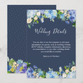 Carte Navy Blue Hydrangeas Floral Détails du Mariage 5x7 (Devant / Derrière)