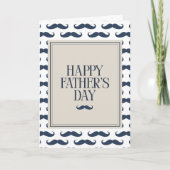 Carte Navy Blue Mustache Pattern Happy Father's Day (Devant)