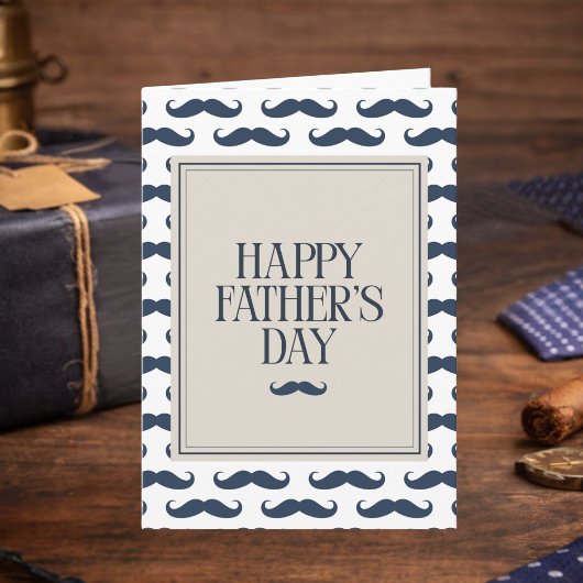 Carte Navy Blue Mustache Pattern Happy Father's Day