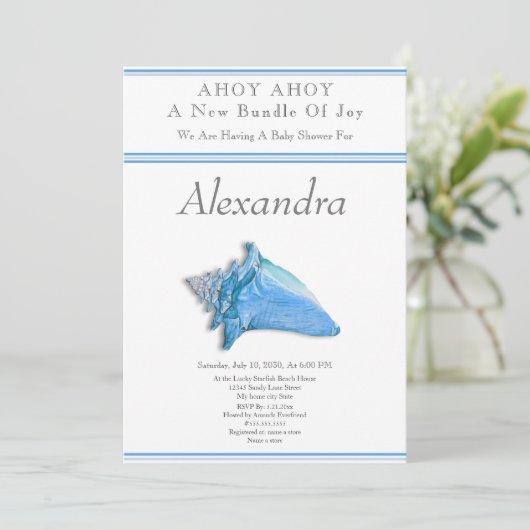 Carte Navy Blue Seashell (Debout devant)