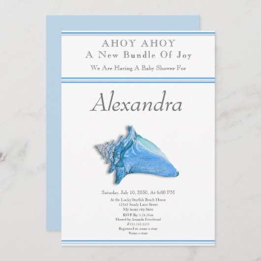 Carte Navy Blue Seashell (Devant / Derrière)