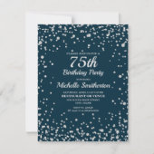 Carte Navy Blue Silver Glitter Femmes 75e Anniversaire (Devant)