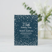 Carte Navy Blue Silver Glitter Femmes 75e Anniversaire (Debout devant)