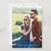 Carte Navy Blue White 2 Sided Photo Wedding Announcement (Dos)