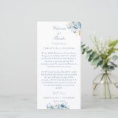 Carte Navy Dusty Blue Bienvenue et merci Mariage note (Debout devant)