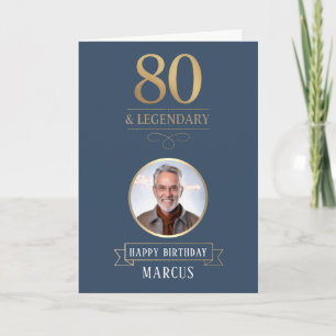 Carte Navy et Or Élégant 80e Anniversaire Légendaire