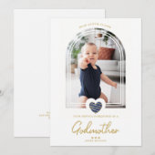 Carte Navy Modern Heart Golden Fake Effect Godmother (Devant / Derrière)