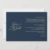 Carte Navy Trendy Collage Wedding Save Date 4 Photos (Dos)