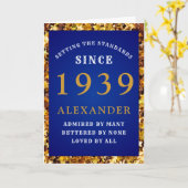 Carte Né 1939 Anniversaire Standard Blue Ajouter votre n (Fleur jaune)
