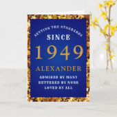 Carte Né 1949 Anniversaire Standard Bleu Ajouter Votre N (Fleur jaune)