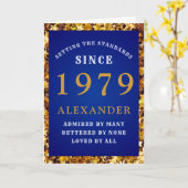 Carte Né 1979 Anniversaire Standard Bleu Ajouter Votre N (Fleur jaune)