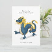 Carte "Né dans l'année du dragon" 2024 Personnalisé (Debout devant)