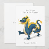 Carte "Né dans l'année du dragon" 2024 Personnalisé (Devant / Derrière)