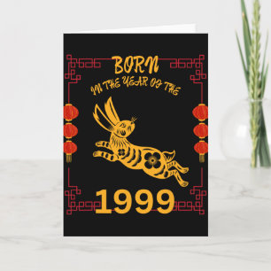 Carte Né dans l'année du lapin 1999 Nouvel An chinois